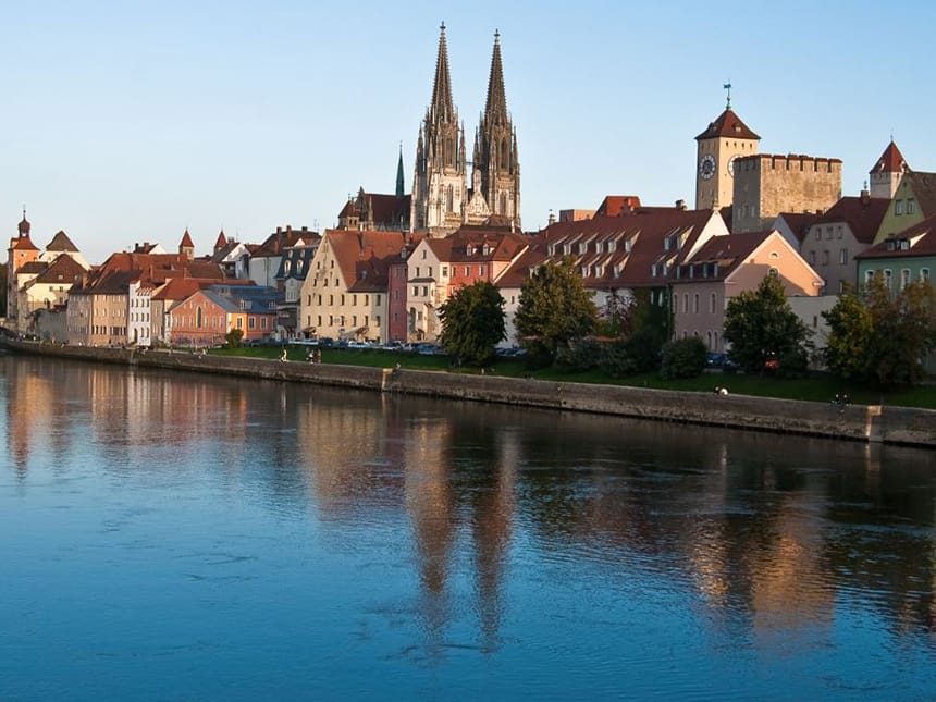 Ansicht Stadt Regensburg und die Donau