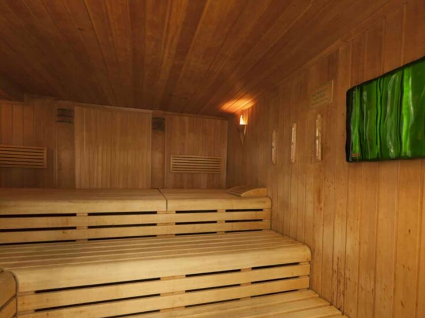 Finnische sauna mit Sitzbänken